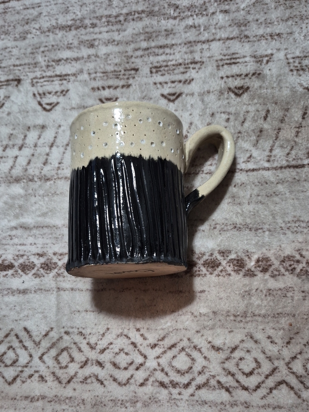 Handcrafted Two-Tone Cream and Black Ceramic Mug